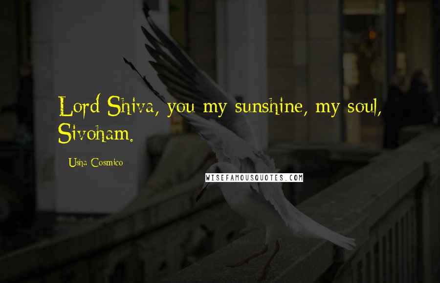 Usha Cosmico Quotes: Lord Shiva, you my sunshine, my soul, Sivoham.