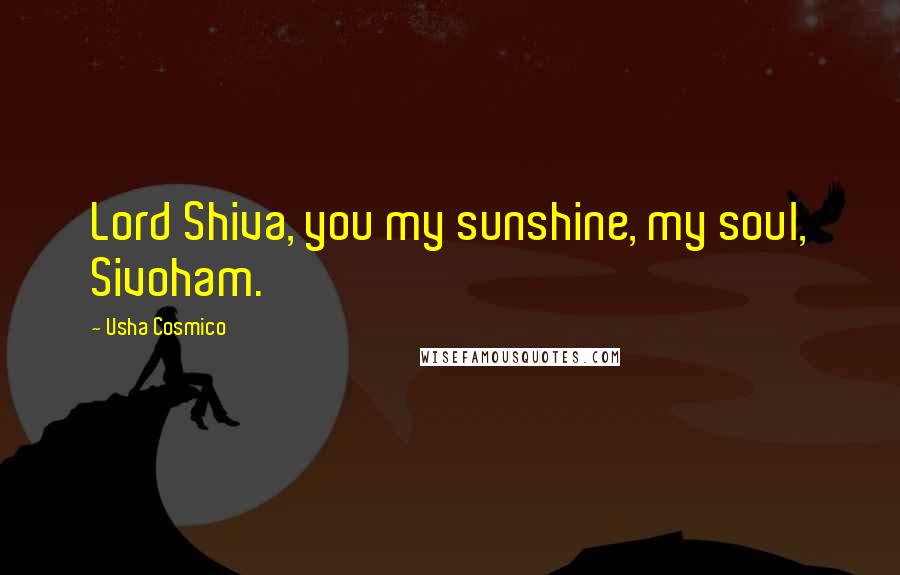 Usha Cosmico Quotes: Lord Shiva, you my sunshine, my soul, Sivoham.