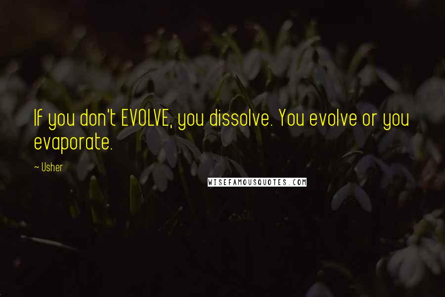 Usher Quotes: If you don't EVOLVE, you dissolve. You evolve or you evaporate.