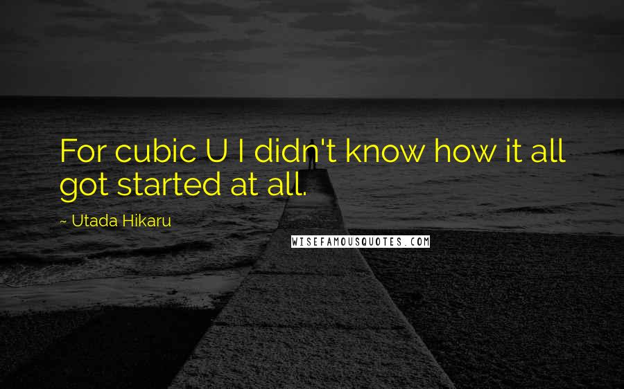 Utada Hikaru Quotes: For cubic U I didn't know how it all got started at all.