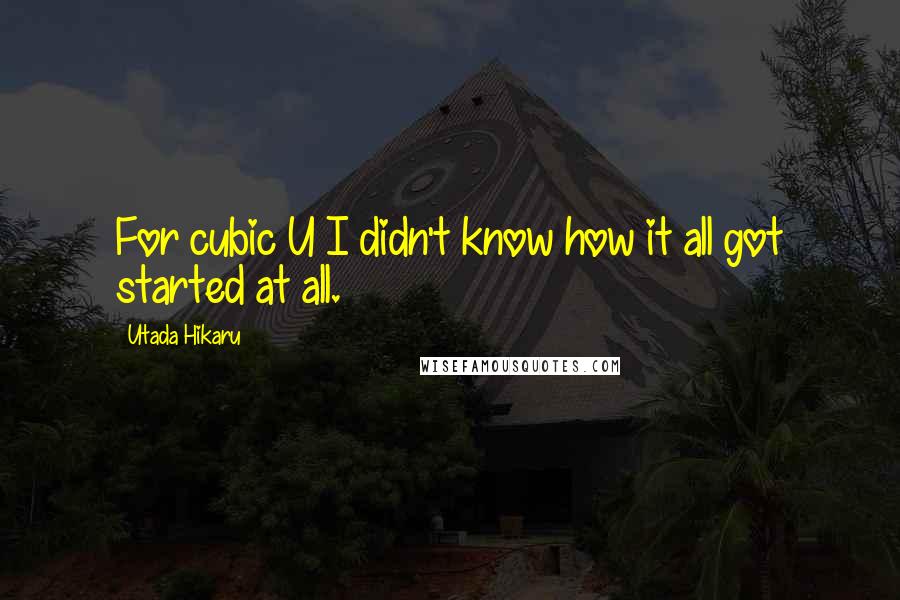 Utada Hikaru Quotes: For cubic U I didn't know how it all got started at all.