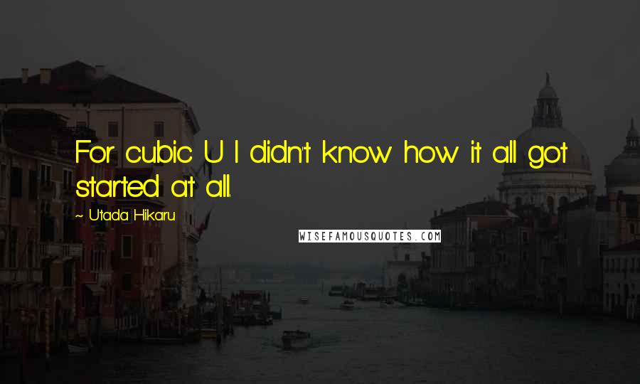 Utada Hikaru Quotes: For cubic U I didn't know how it all got started at all.