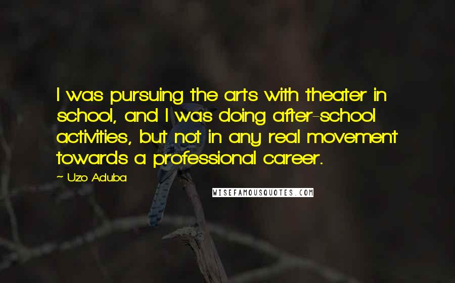 Uzo Aduba Quotes: I was pursuing the arts with theater in school, and I was doing after-school activities, but not in any real movement towards a professional career.