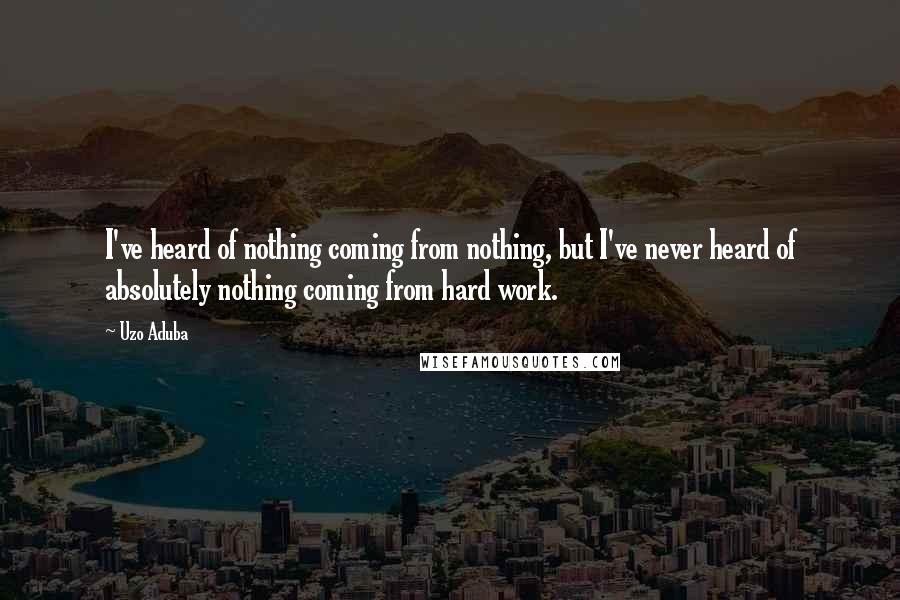 Uzo Aduba Quotes: I've heard of nothing coming from nothing, but I've never heard of absolutely nothing coming from hard work.