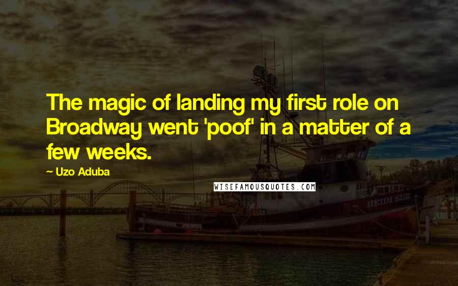 Uzo Aduba Quotes: The magic of landing my first role on Broadway went 'poof' in a matter of a few weeks.
