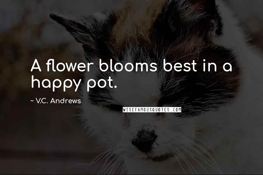 V.C. Andrews Quotes: A flower blooms best in a happy pot.
