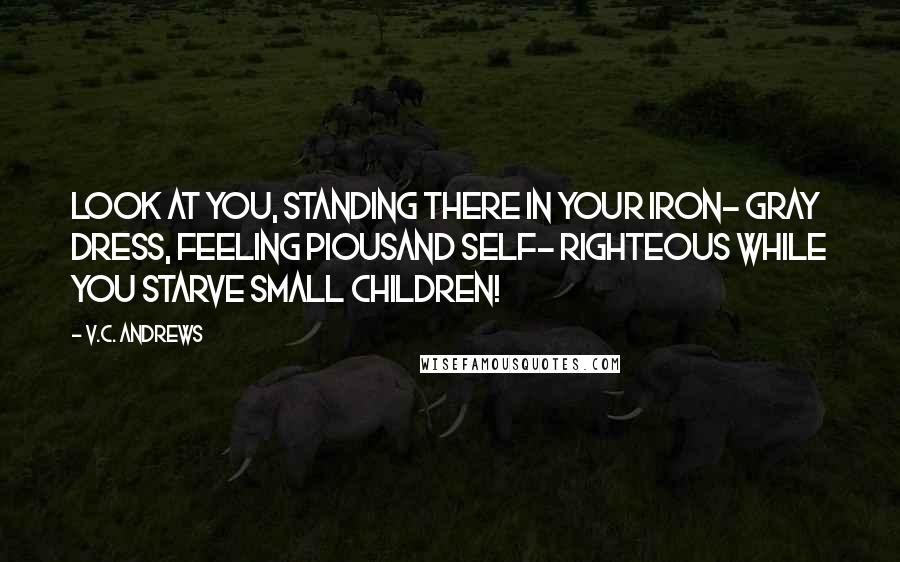 V.C. Andrews Quotes: Look at you, standing there in your iron- gray dress, feeling piousand self- righteous while you starve small children!