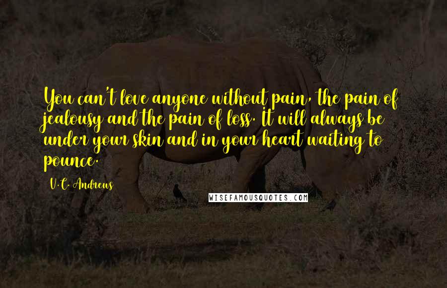 V.C. Andrews Quotes: You can't love anyone without pain, the pain of jealousy and the pain of loss. It will always be under your skin and in your heart waiting to pounce.