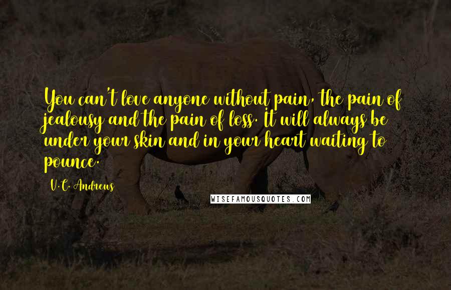 V.C. Andrews Quotes: You can't love anyone without pain, the pain of jealousy and the pain of loss. It will always be under your skin and in your heart waiting to pounce.