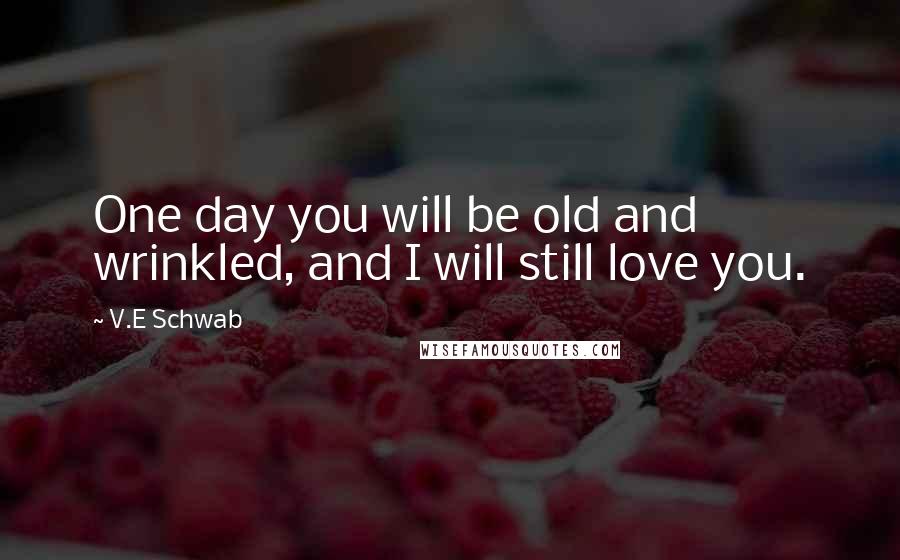 V.E Schwab Quotes: One day you will be old and wrinkled, and I will still love you.