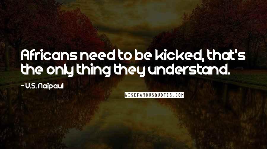 V.S. Naipaul Quotes: Africans need to be kicked, that's the only thing they understand.