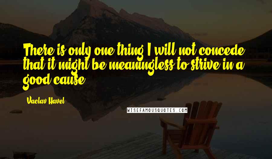 Vaclav Havel Quotes: There is only one thing I will not concede: that it might be meaningless to strive in a good cause.