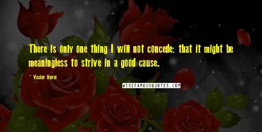 Vaclav Havel Quotes: There is only one thing I will not concede: that it might be meaningless to strive in a good cause.