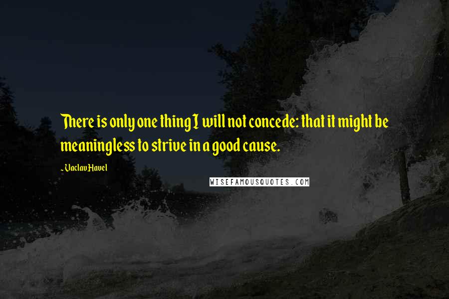 Vaclav Havel Quotes: There is only one thing I will not concede: that it might be meaningless to strive in a good cause.