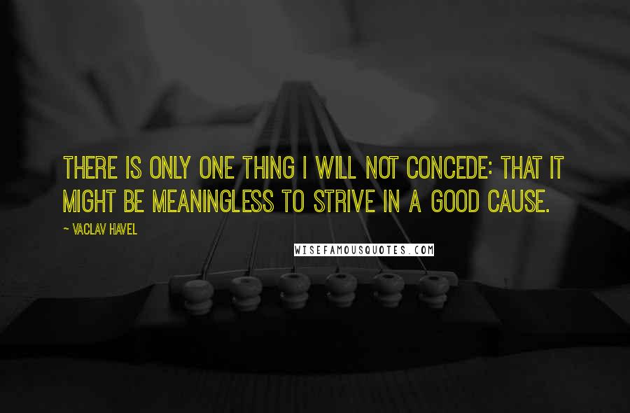 Vaclav Havel Quotes: There is only one thing I will not concede: that it might be meaningless to strive in a good cause.