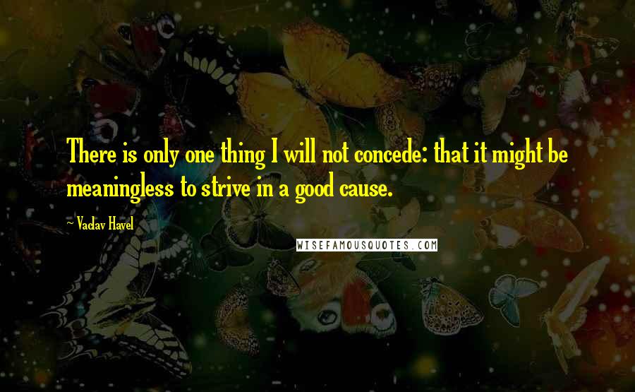 Vaclav Havel Quotes: There is only one thing I will not concede: that it might be meaningless to strive in a good cause.