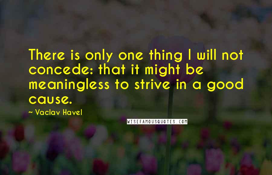 Vaclav Havel Quotes: There is only one thing I will not concede: that it might be meaningless to strive in a good cause.