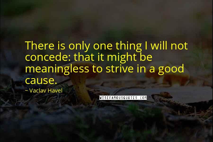 Vaclav Havel Quotes: There is only one thing I will not concede: that it might be meaningless to strive in a good cause.