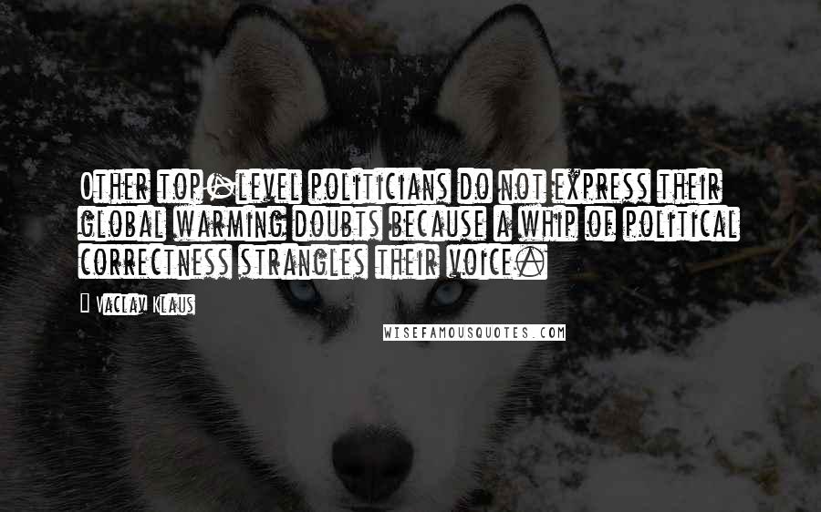 Vaclav Klaus Quotes: Other top-level politicians do not express their global warming doubts because a whip of political correctness strangles their voice.