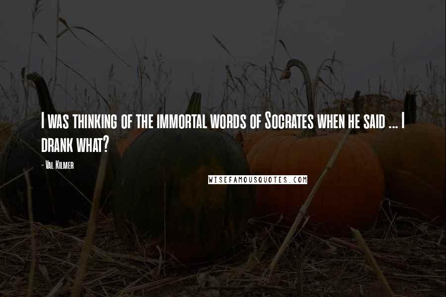 Val Kilmer Quotes: I was thinking of the immortal words of Socrates when he said ... I drank what?