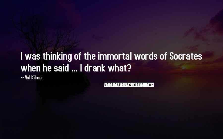 Val Kilmer Quotes: I was thinking of the immortal words of Socrates when he said ... I drank what?