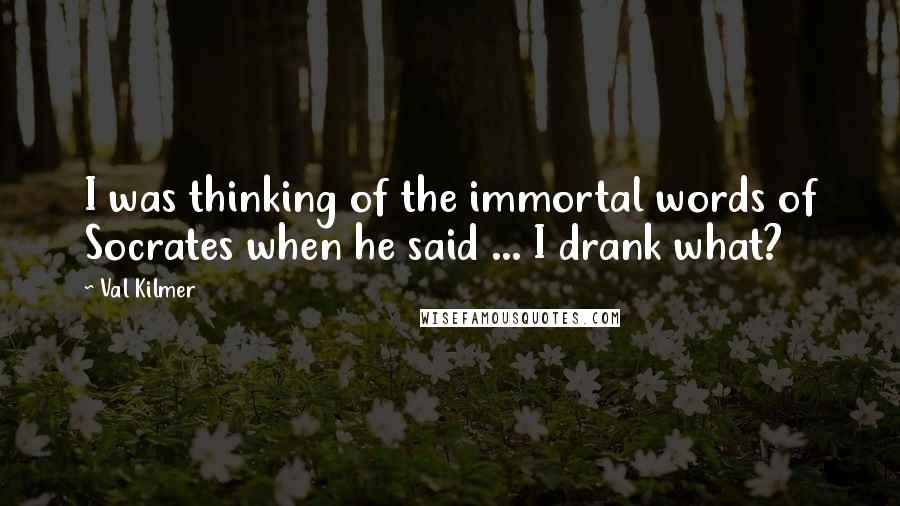 Val Kilmer Quotes: I was thinking of the immortal words of Socrates when he said ... I drank what?