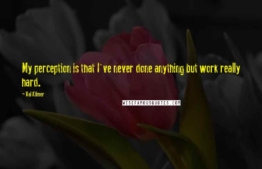 Val Kilmer Quotes: My perception is that I've never done anything but work really hard.