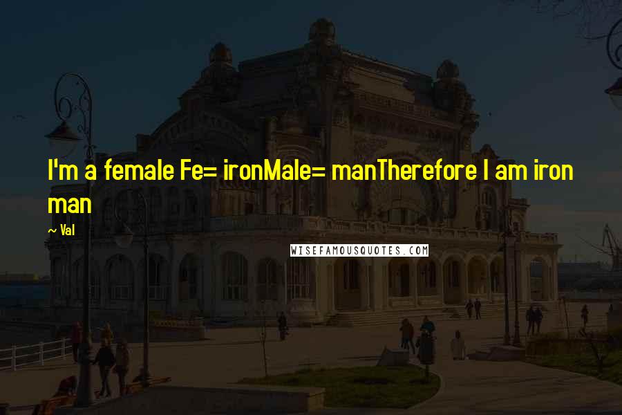 Val Quotes: I'm a female Fe= ironMale= manTherefore I am iron man