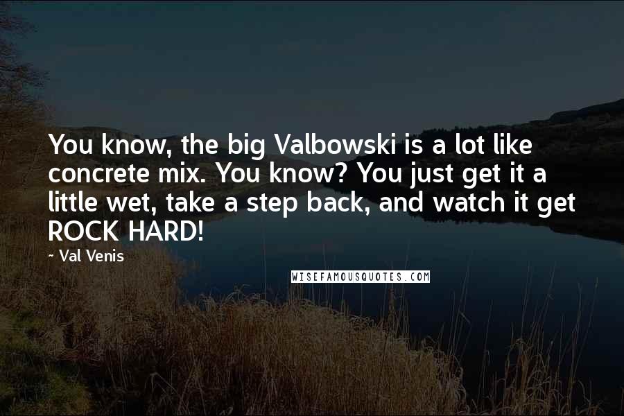 Val Venis Quotes: You know, the big Valbowski is a lot like concrete mix. You know? You just get it a little wet, take a step back, and watch it get ROCK HARD!