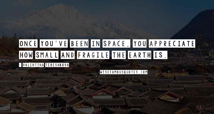 Valentina Tereshkova Quotes: Once you've been in space, you appreciate how small and fragile the Earth is.