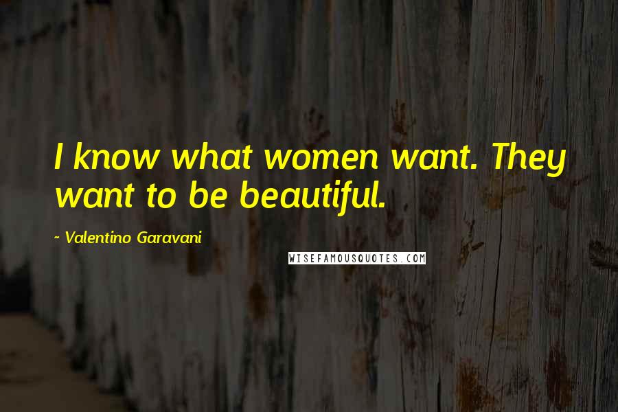 Valentino Garavani Quotes: I know what women want. They want to be beautiful.