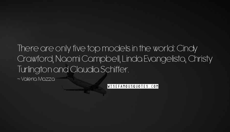 Valeria Mazza Quotes: There are only five top models in the world: Cindy Crawford, Naomi Campbell, Linda Evangelista, Christy Turlington and Claudia Schiffer.