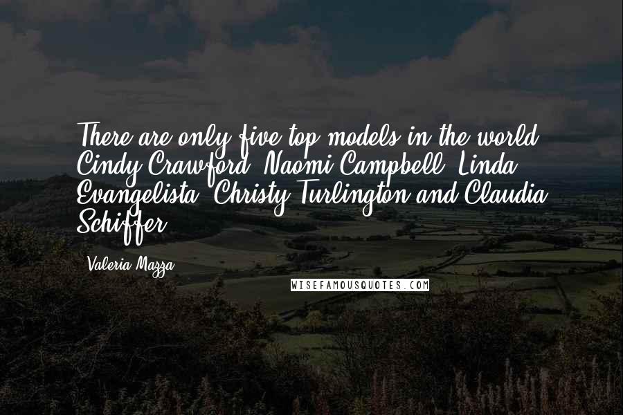 Valeria Mazza Quotes: There are only five top models in the world: Cindy Crawford, Naomi Campbell, Linda Evangelista, Christy Turlington and Claudia Schiffer.