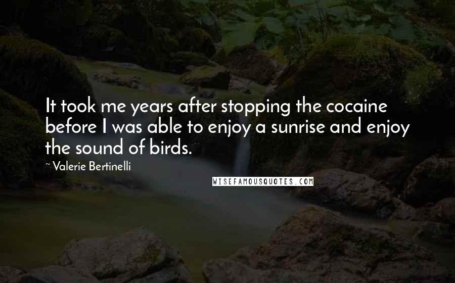 Valerie Bertinelli Quotes: It took me years after stopping the cocaine before I was able to enjoy a sunrise and enjoy the sound of birds.