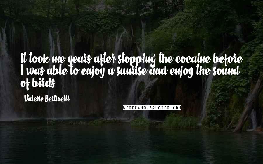 Valerie Bertinelli Quotes: It took me years after stopping the cocaine before I was able to enjoy a sunrise and enjoy the sound of birds.