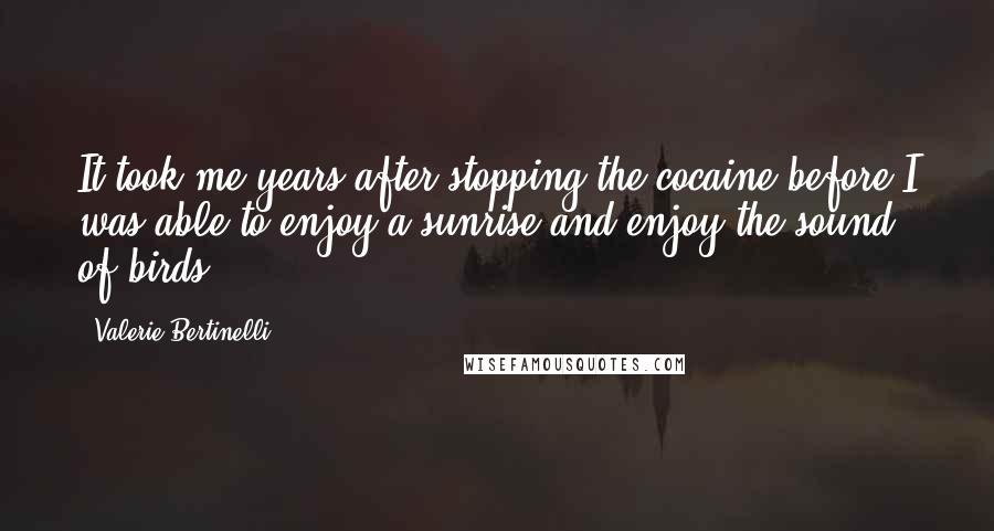 Valerie Bertinelli Quotes: It took me years after stopping the cocaine before I was able to enjoy a sunrise and enjoy the sound of birds.