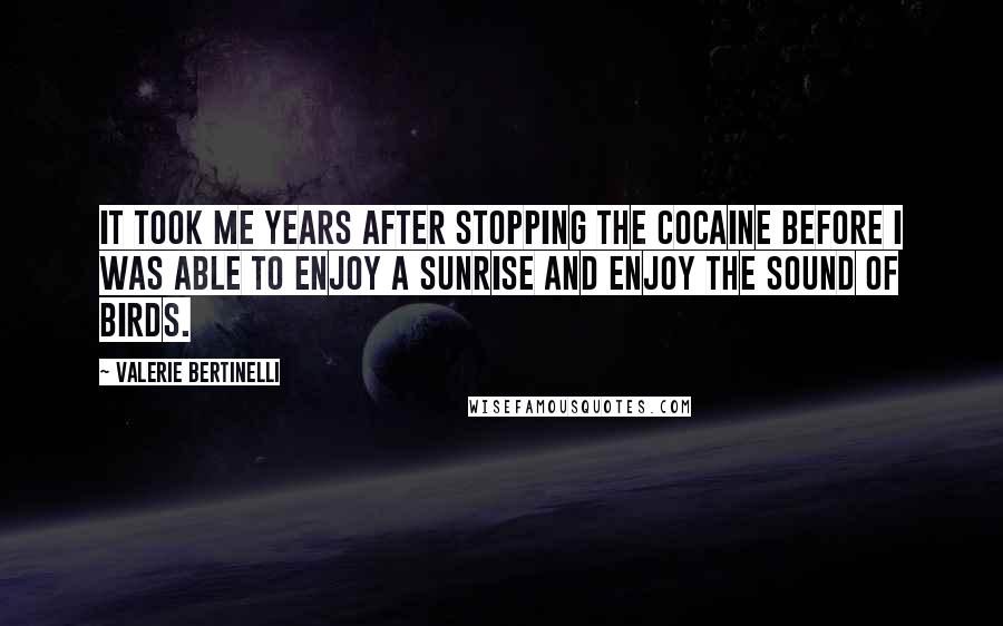 Valerie Bertinelli Quotes: It took me years after stopping the cocaine before I was able to enjoy a sunrise and enjoy the sound of birds.