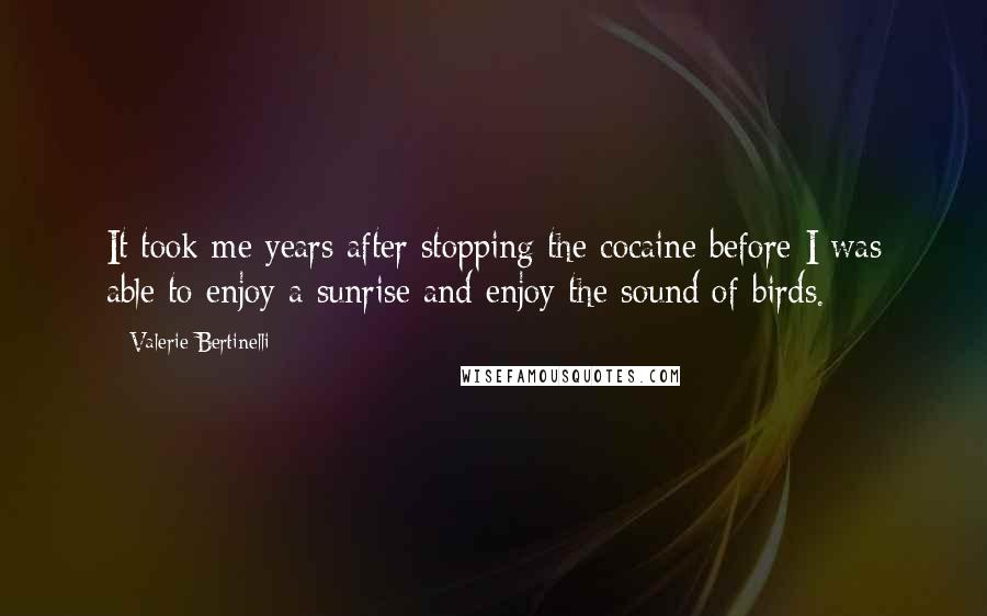 Valerie Bertinelli Quotes: It took me years after stopping the cocaine before I was able to enjoy a sunrise and enjoy the sound of birds.