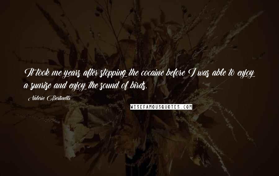 Valerie Bertinelli Quotes: It took me years after stopping the cocaine before I was able to enjoy a sunrise and enjoy the sound of birds.
