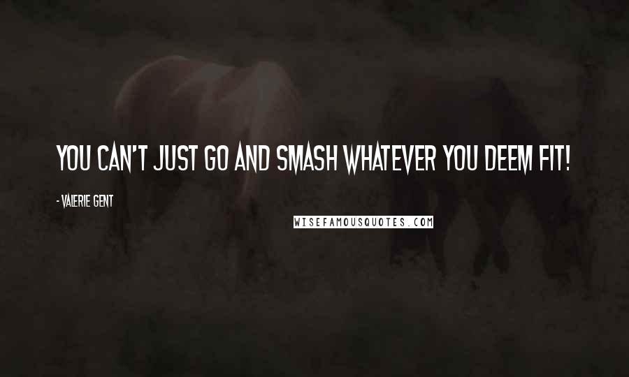 Valerie Gent Quotes: You can't just go and smash whatever you deem fit!
