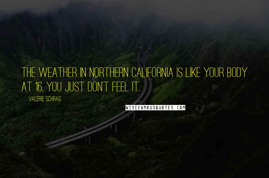 Valerie Schrag Quotes: the weather in northern california is like your body at 16, you just don't feel it.