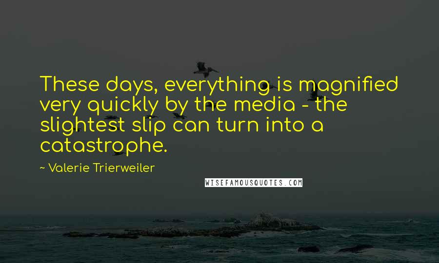 Valerie Trierweiler Quotes: These days, everything is magnified very quickly by the media - the slightest slip can turn into a catastrophe.