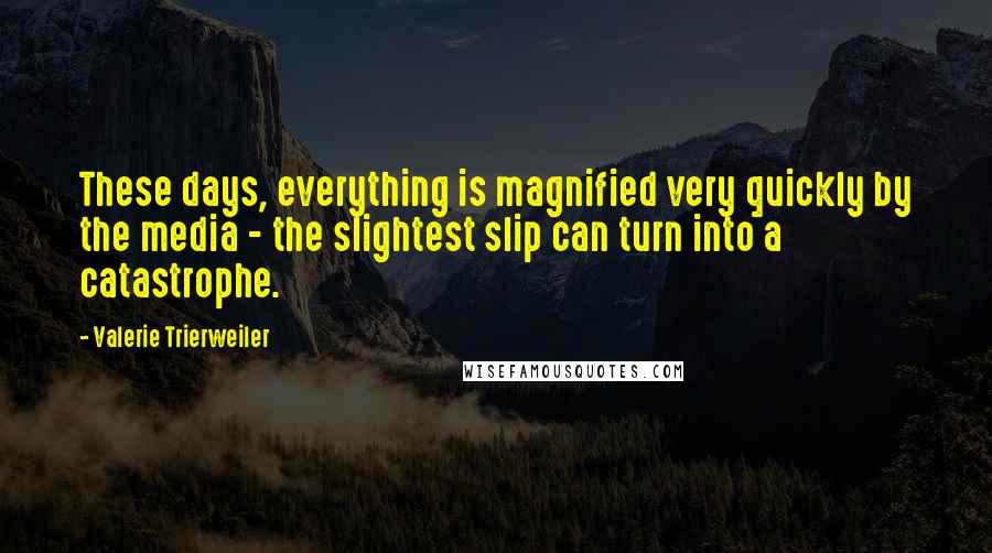 Valerie Trierweiler Quotes: These days, everything is magnified very quickly by the media - the slightest slip can turn into a catastrophe.