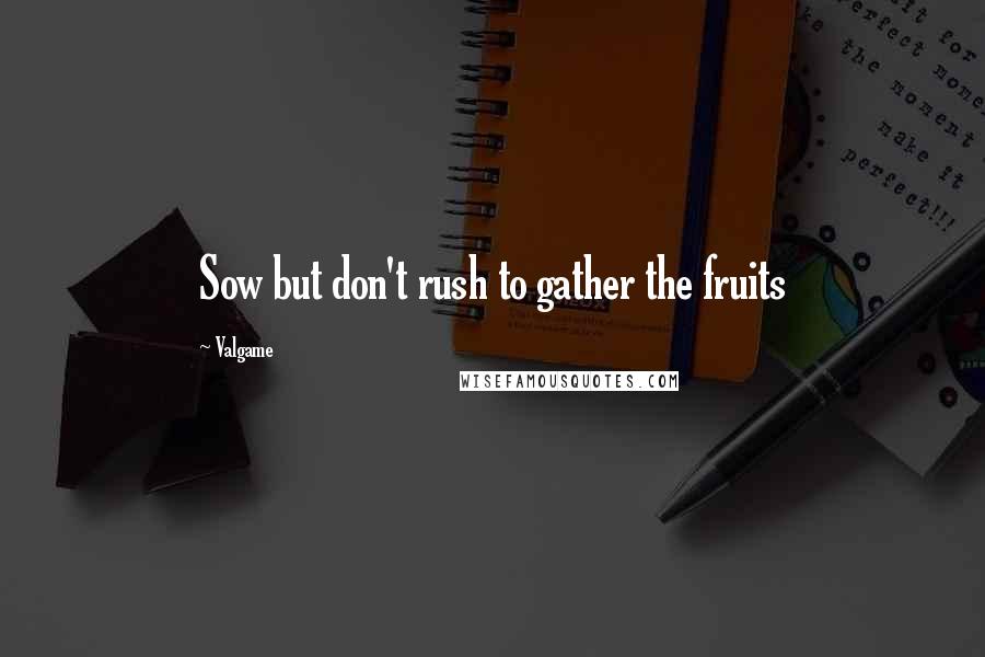 Valgame Quotes: Sow but don't rush to gather the fruits