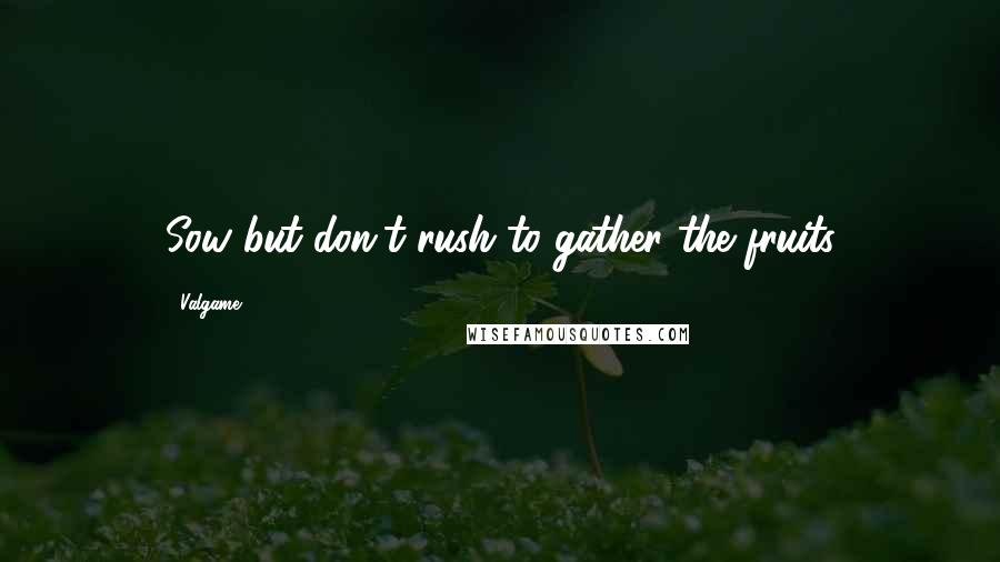 Valgame Quotes: Sow but don't rush to gather the fruits