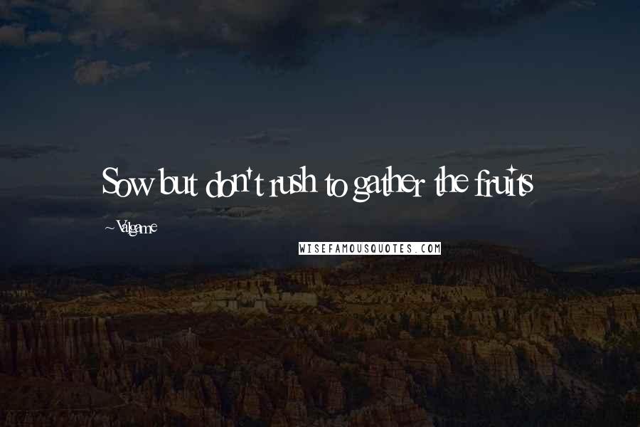 Valgame Quotes: Sow but don't rush to gather the fruits