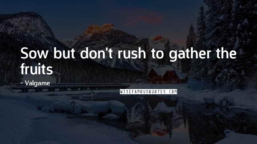 Valgame Quotes: Sow but don't rush to gather the fruits