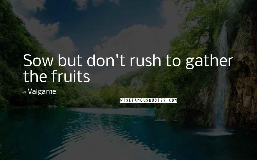 Valgame Quotes: Sow but don't rush to gather the fruits