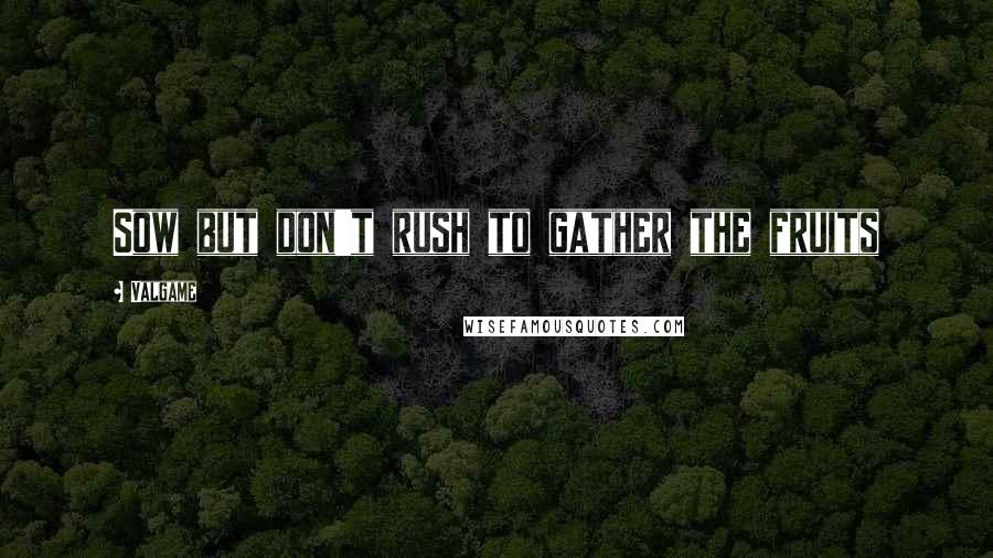 Valgame Quotes: Sow but don't rush to gather the fruits