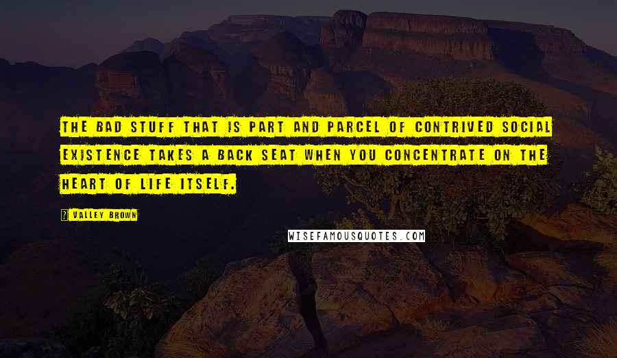 Valley Brown Quotes: The bad stuff that is part and parcel of contrived social existence takes a back seat when you concentrate on the heart of Life itself.